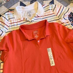 Croft & Barrow Coral and Multicolor Striped Polo Set